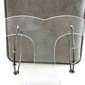 Black Gunmetal-Tone Hoop Earrings With Decorative Beads & Crystals 2-Inch Diamet